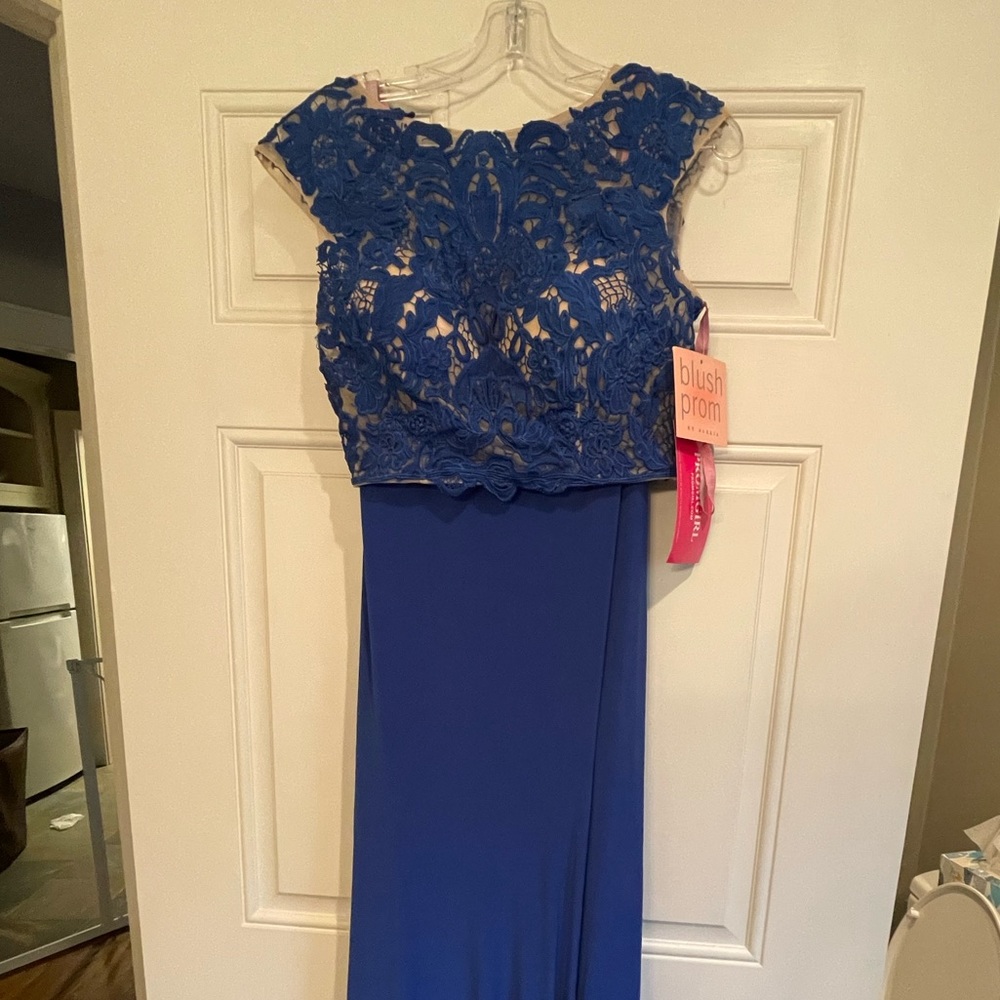 NWT blush prom royal blue 2 piece dress from prom girl.com